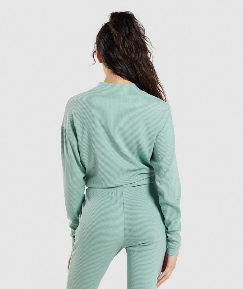 Women's Gymshark Pause Zip Up Jackets Green | CA 05371D